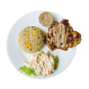 GRILLED CHICKEN CHOP SERVED WITH FRIED RICE